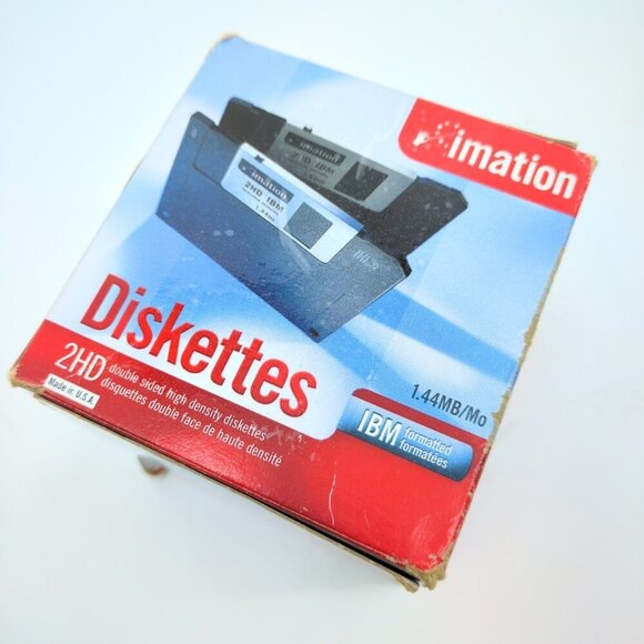 New Imation 2HD IBM Diskette 2001 VTG 1.44MB Double Sided Floppy Disk Box Sealed - Picture 3 of 6